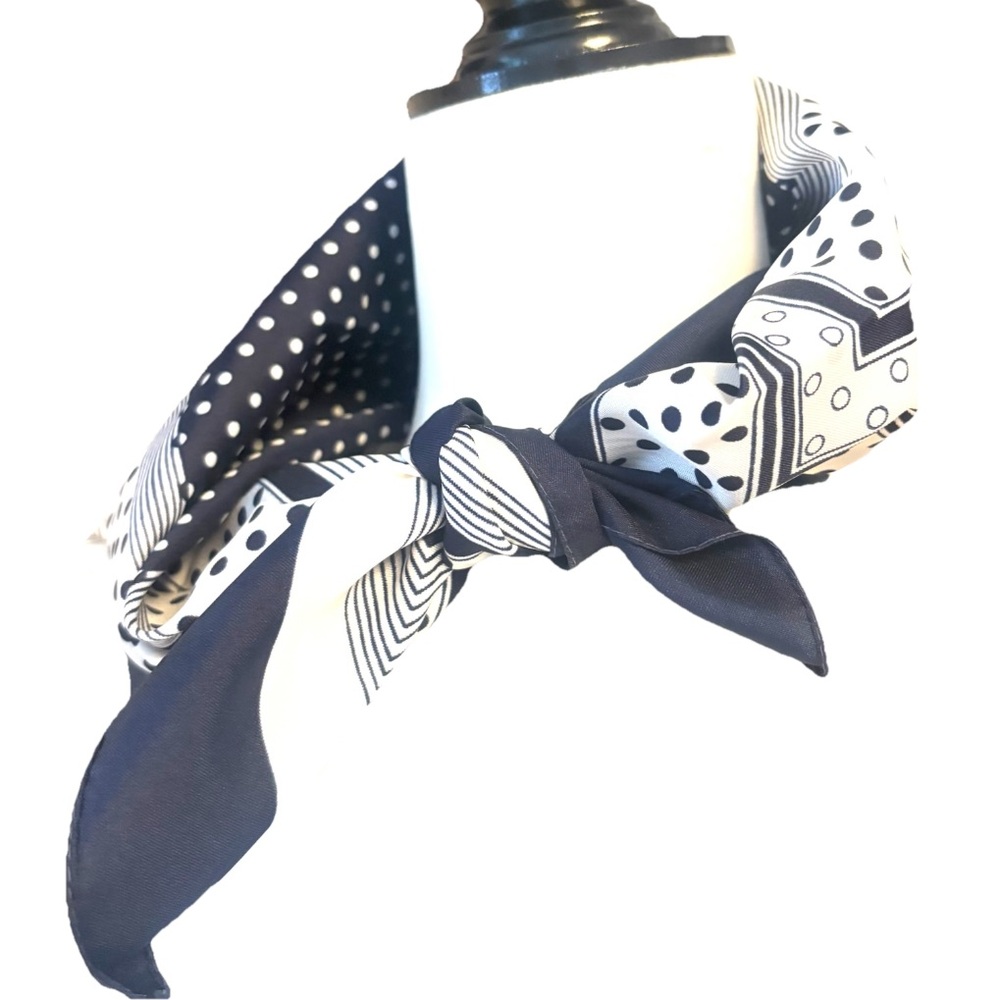 Polka Dot Square Scarf Navy Blue